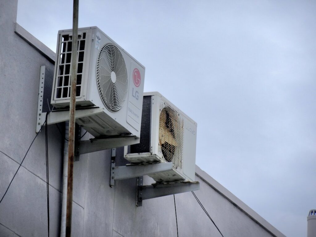 mini split heat pump installed on wall in modern home