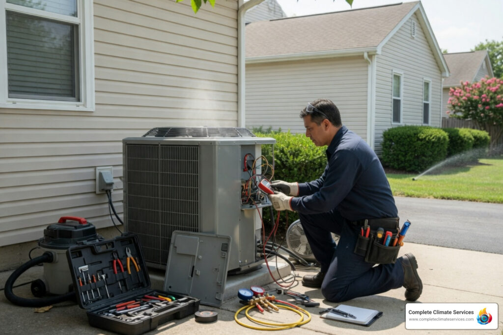 AC repair near me - broken air conditioner in summer heat