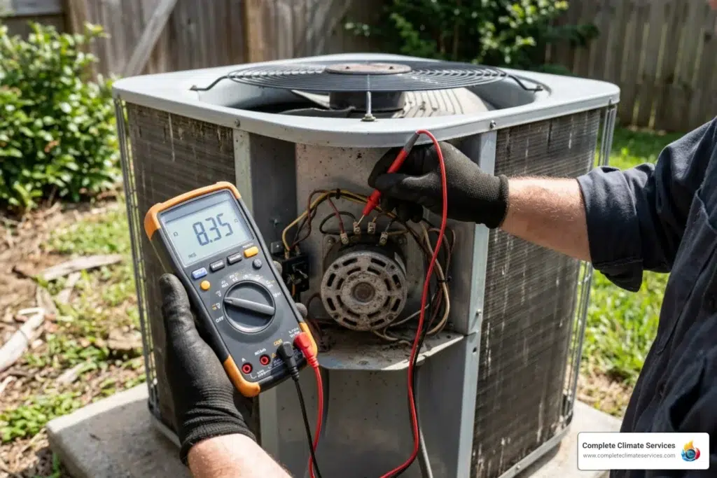 Modern residential outdoor AC condenser fan motor replacement